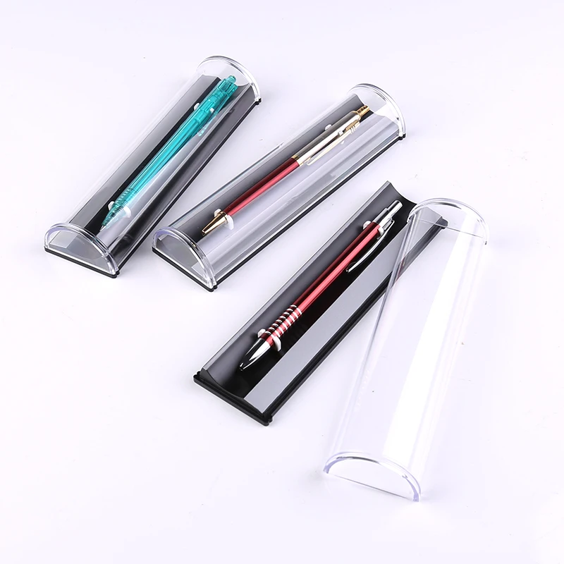 Transparent Semicircular plastic pen box luxury Half cylinder Single empty  Customized promotional pen gift case NO.0909