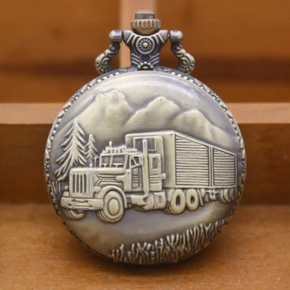 Factory supply antique brass car pocket watch with chain pocket watch