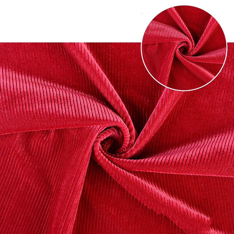 Warp knit polyester red velvet stretch tecido veludo microfiber velour scholl velvet soft corduroy pants fabric