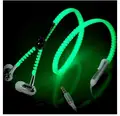 New 6 Color Glow Earphone Luminous Light Metal Zipper Earphone Glow In The Dark for Iphone