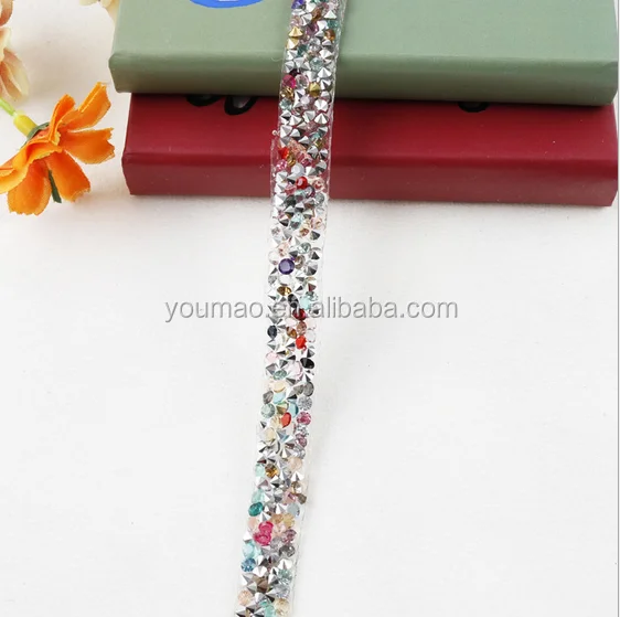 Hot Sale 1cm Crystal Diamond Trim Hotfix Rhinestones Mesh Banding For Sandal Shoes