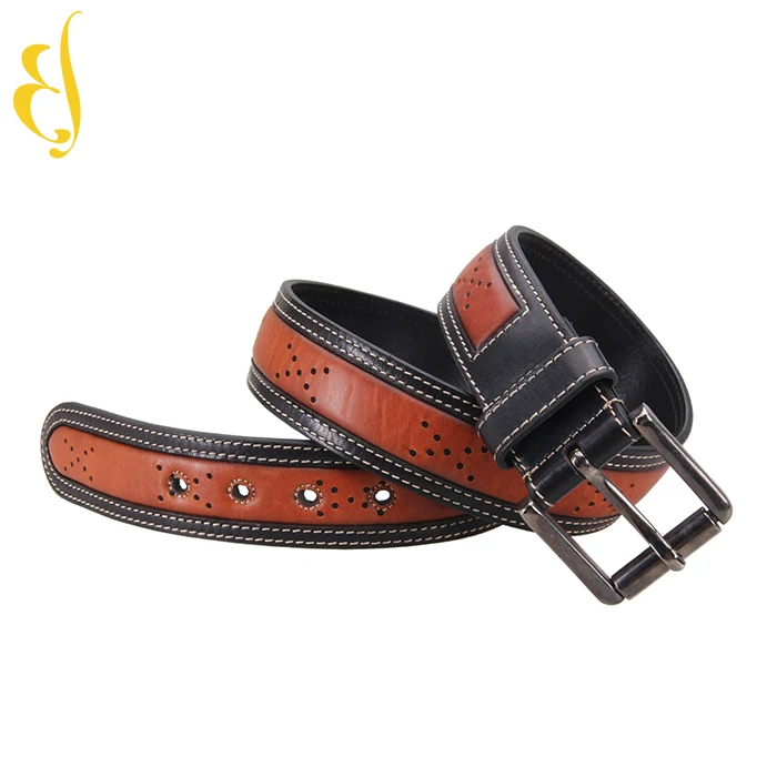 Pin Buckle Custom Logo Mens Luxury Leather Belt Cowboy style personalized perforated mens designer belts