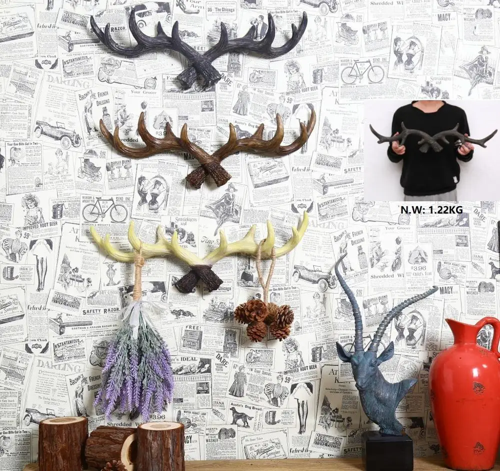 HOT PROMOTIONAL SMALL LONG SIZE WALL MOUNTED HOUSE DECORATIVE RESIN LED LIGHT TREE BRANCH DEER HORN DESIGN HOOK HOLIDAY GIFT