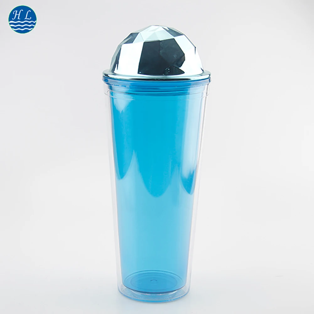 Shining Irregular Colorful Lid Plastic AS 22 oz Double Wall Straw Cup