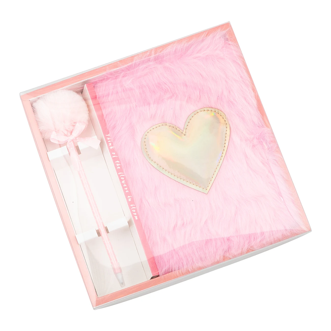 Custom Pink Heart Shaped Plush Notebook Fashion Personal Notebook A5