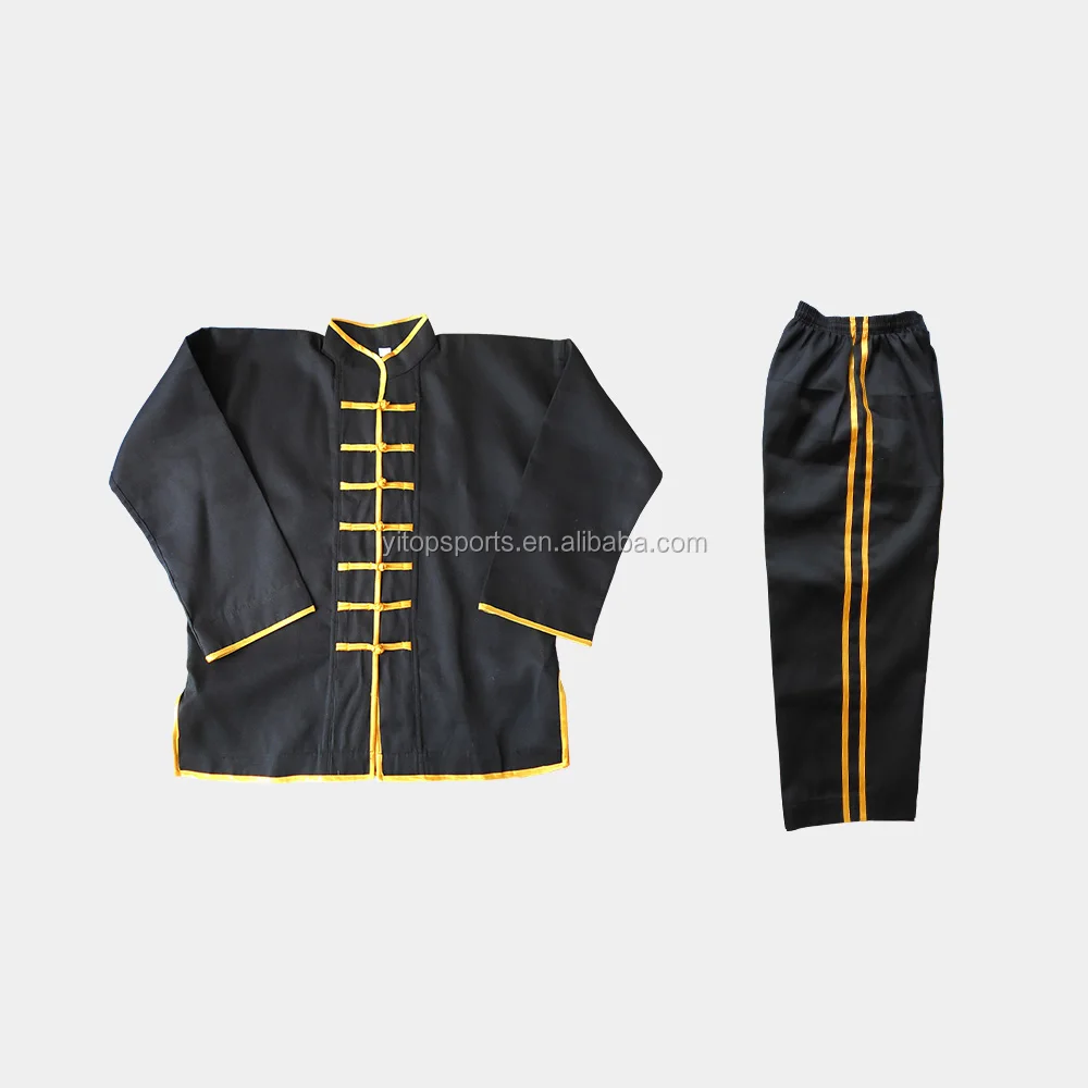 Training Chinese traditional black kungfu uniform wushu uniform