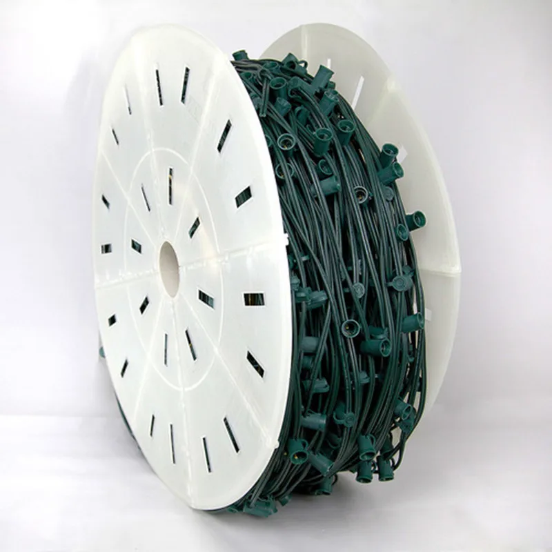 Green Wire 1000FT 1000 Sockets Spt-1 18AWG C9 Lights Spool