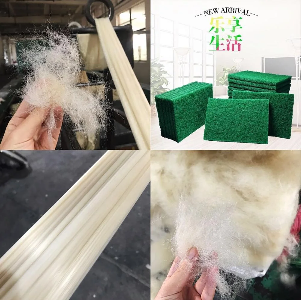 Nylon 66 staple fiber recycle 70D*40mm crimped bright for clean sponge scouring Pad