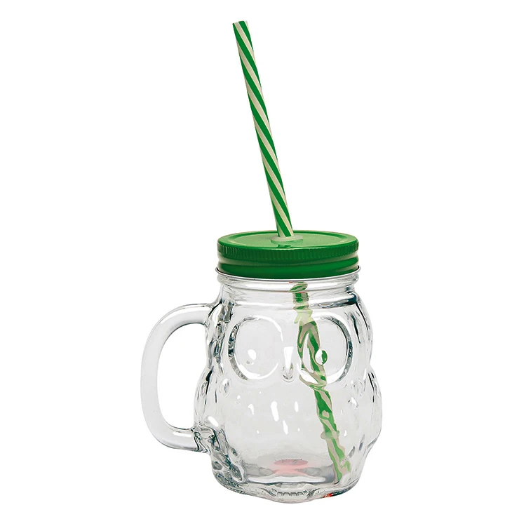 450ml Glass Owl shaped Mason Jars, Owl Mason Jar Glassware, Mason Jar Drinking Glass