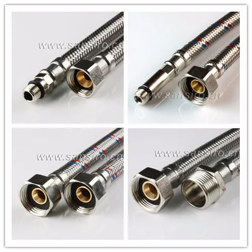 
White Plastic Flexible Hose with Brass Fittings 