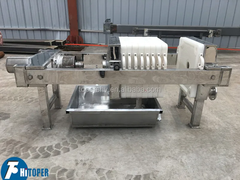 Small Recesses Plate Filter press with SS 304 body and plates of PP