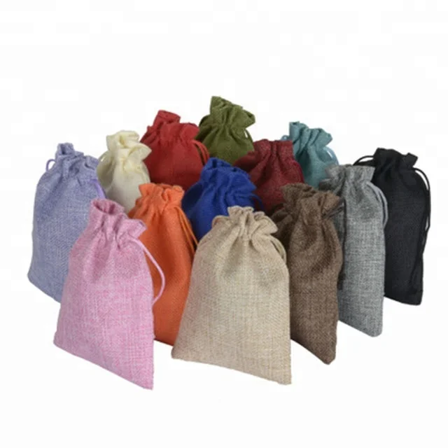 Colorful Drawstring Pouch Large Size 15x20cm Christmas Pattern Party Wedding Favor Hessian Burlap Jute Gift Bags