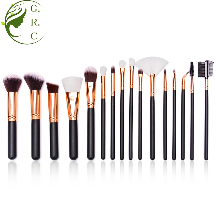 Small order acceptable gradient Synthetic hair cosmetic brushes halal makeup brush private logo label 16 piece makeup brush set
