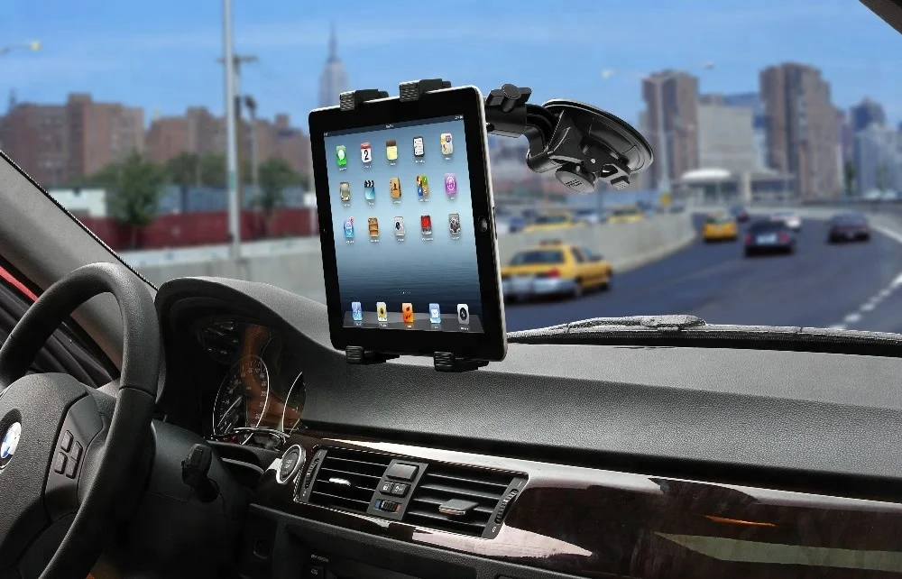 360 degree rotation strong suction dual adjustable tablet holder for car