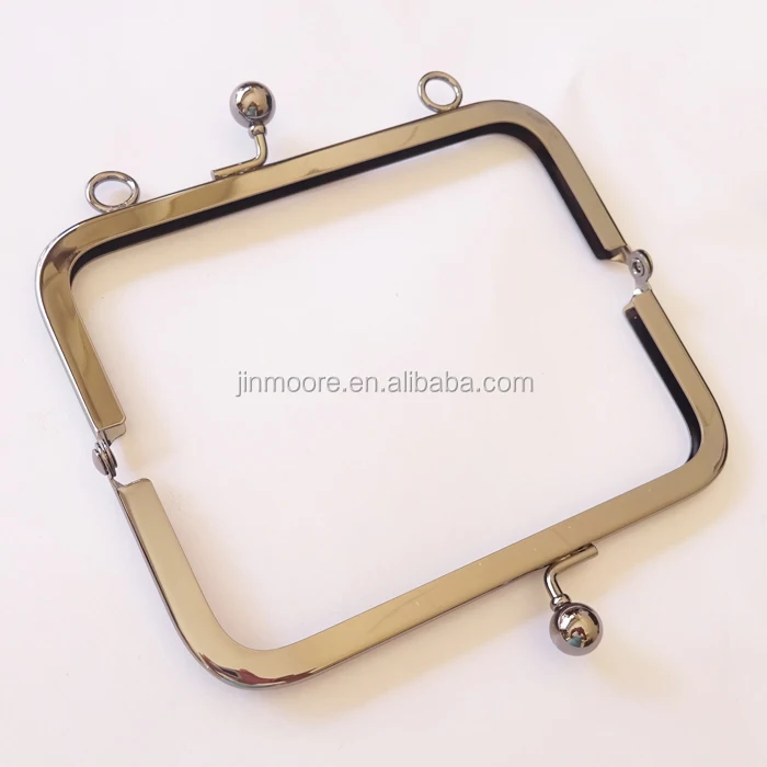 Nickle Free Gunmetal Metal Clutch Purse Frame With Chain Loops