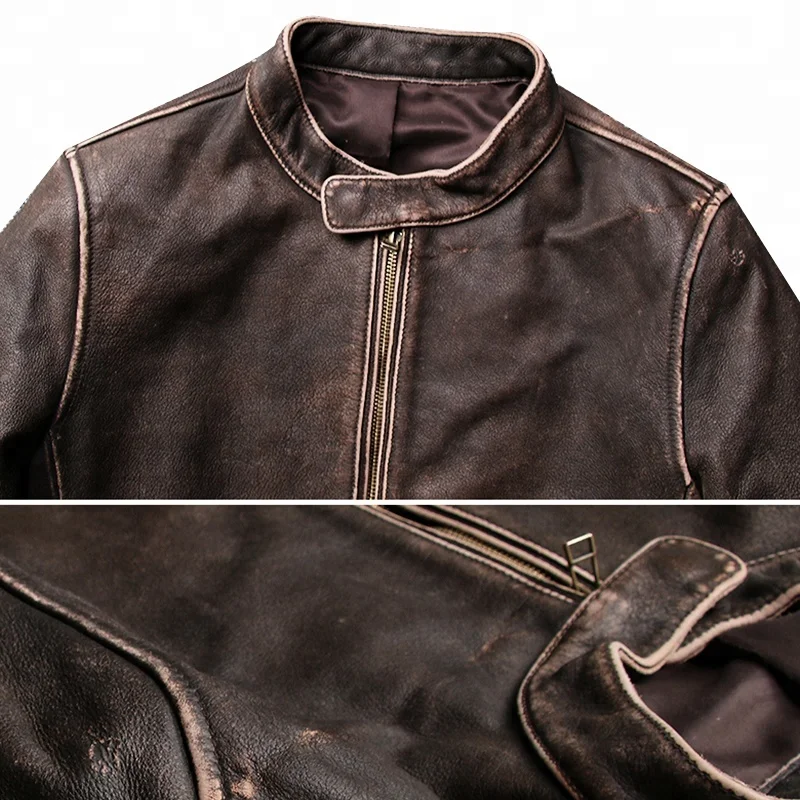 Fashion Motorcycle Real Leather Jacket Men Made In China