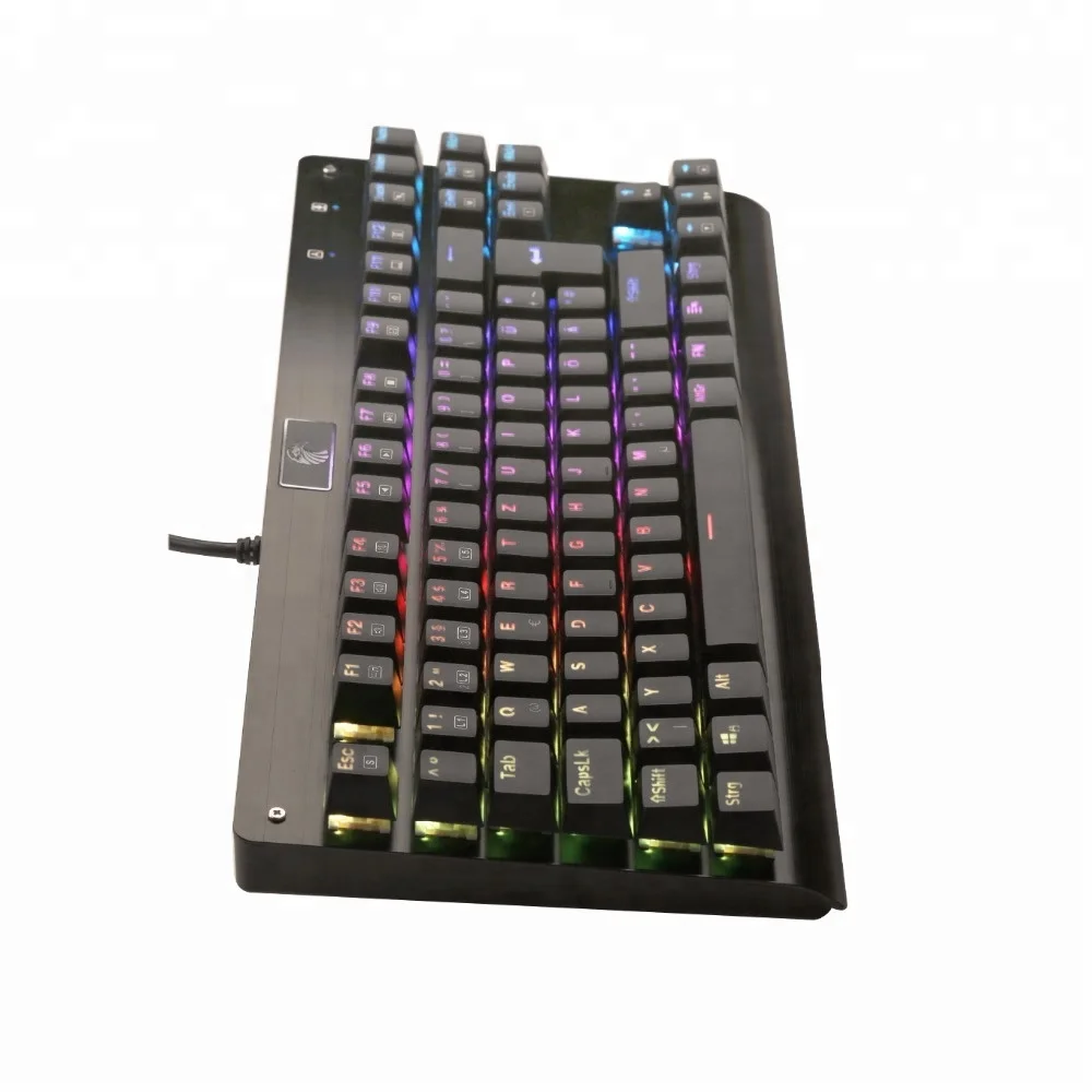 German Layout Wired Mechanical Keyboard 88 Keys Real RGB Blue Switch LED Backlit Gaming Keyboards for Gamer Computer