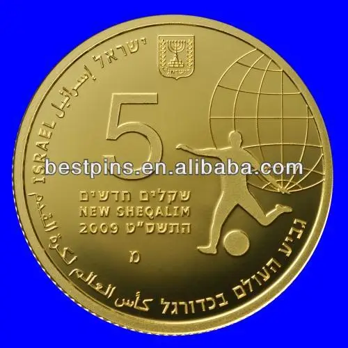 High Quality 24K Gold Israel Soccer Ball Commemorative Coin