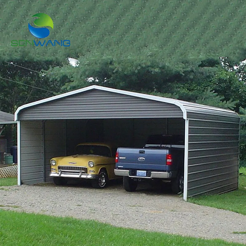 prefabricated waterproof canvas metal steel structure car garage design