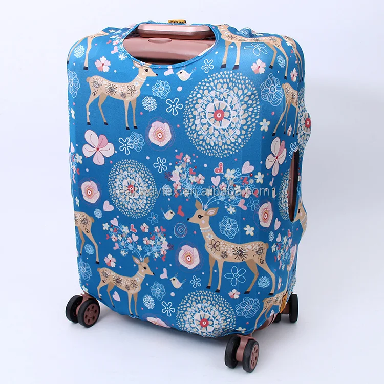RW-LC-010 Fashion Custom Fallow Deer Pattern Waterproof High Elasticity Stretchable Spandex Suitcase Luggage Cover