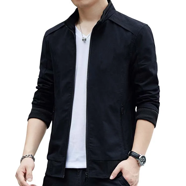 Mens Casual Windbreaker Outerwear Slim Fit Cotton Lightweight Zip Up Jackets