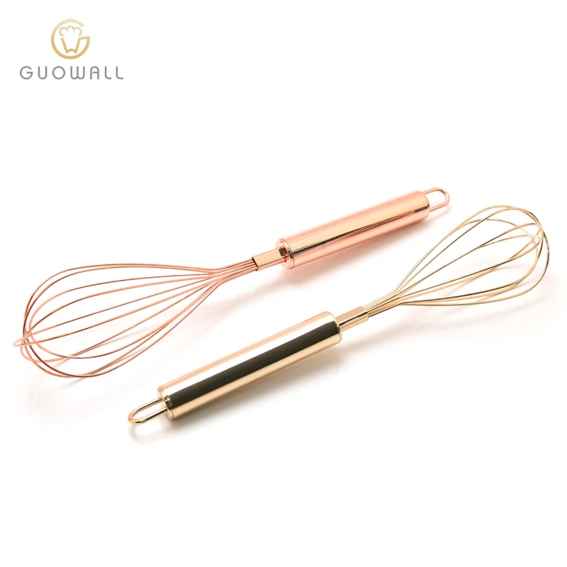 Manual Stainless Steel With Gold Plating Kitchen Cooking Baking Egg Beater Whish