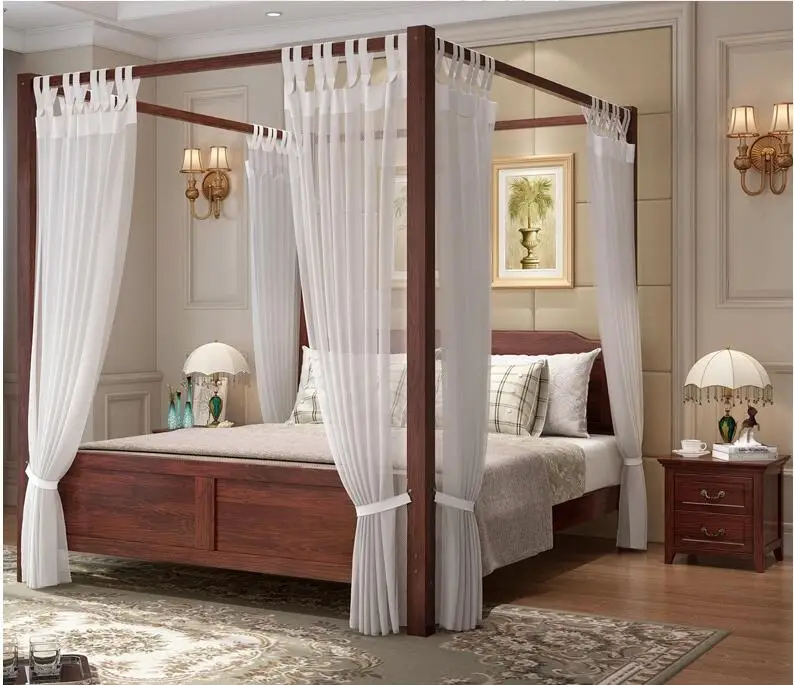 Low Price Antique Solid Wood King Size Poster Bed Wooden Bed For Bed Room Furniture