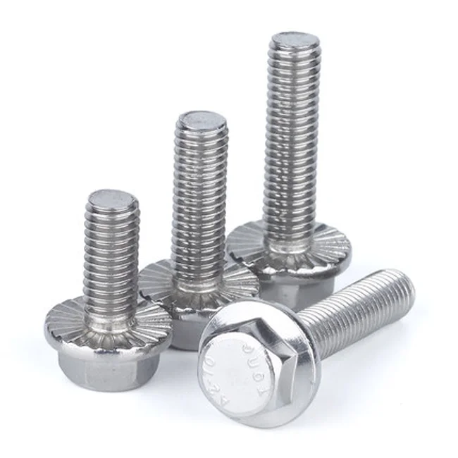 Stainless Steel M5 M6 M8 Hex Flange Head Bolt With Teeth