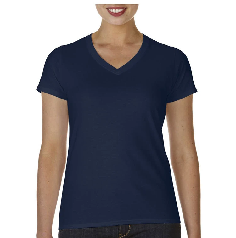 
Wholesale Clothing Custom T-shirt Printing Design Black V Neck T Shirt Women 