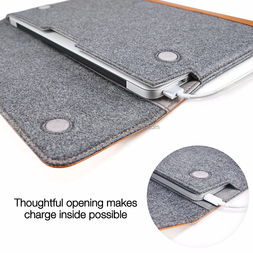 Unique Big Protector Bag Ipad case Sleeve Case Cover with Wool felt & PU/ Genuine Leather