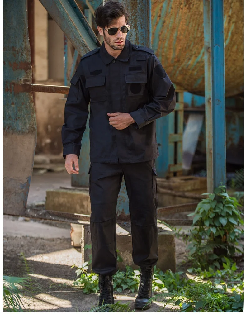 Factory customize Black Security jacket Guard Uniform Military Clothing airport Security pants uniforms