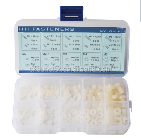 Nylon Screws M2 M2.5 M3 M4 M5 Nylon Phillips Screw Nut Washer Assortment Kit 120117