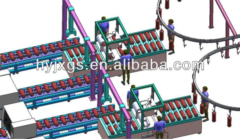 automatic fire extinguisher assembline line /automatic dry powder filling machine/automatic powder fire extinguisher production