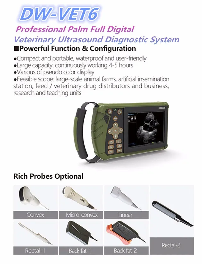 Professional equine veterinary palm ultrasound very useful in equine farm DAWEI DW-VET6