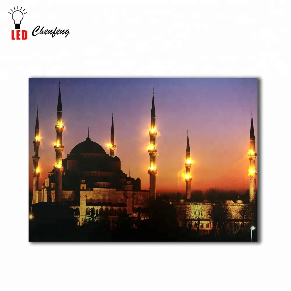 Led islamic canvas art wall decor Sultan Ahmed Mosque Istanbu Architecture wall picture light up Canvas art painting decorative