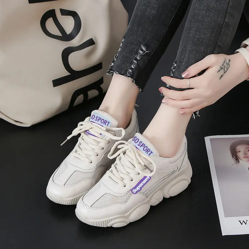 New 2019 Fashion Women Casual Shoes Mesh Platform Sneaker Breathable Ladies Sports Shoes