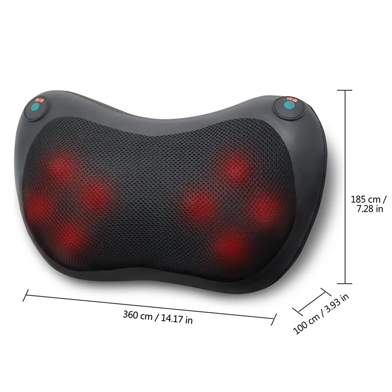 
Rechargeable Cordless Shiatsu Back Neck Massager Deep Kneading Massage Pillow with Heat for Shoulders 