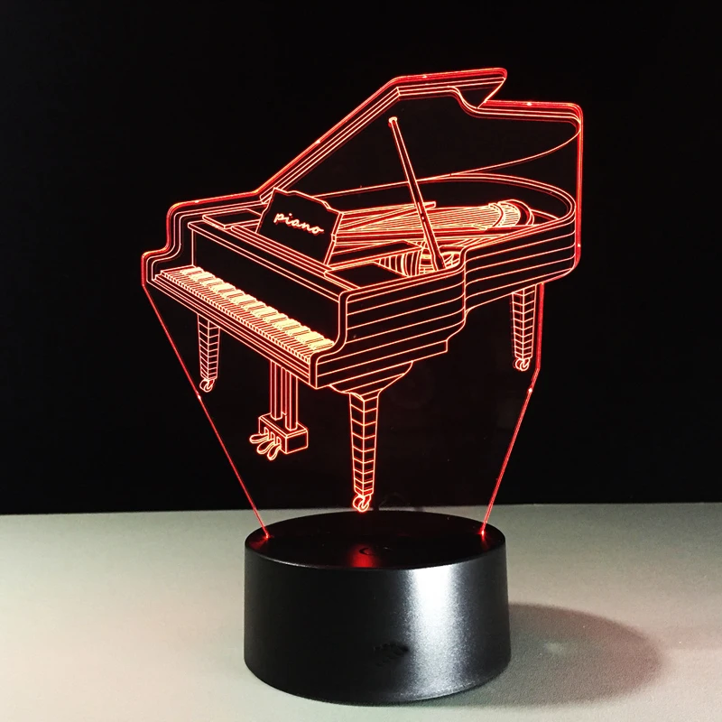 Music Instrument Retro Piano 3D USB LED Lamp 7 Colors Bulb Musician Gift Child Bedroom Decoration Elegant RGB Night Light