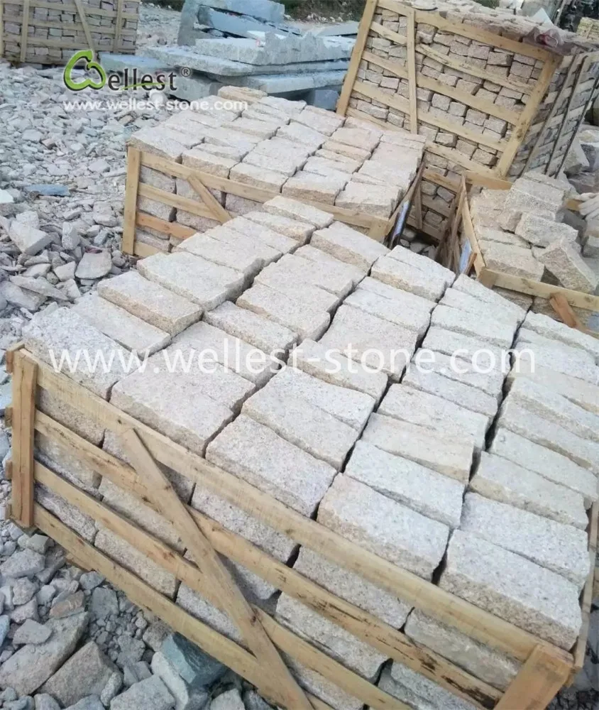 Cheap Price Yellow Granite Setts for Patio Cobblestone Pavers, Driveway Paving