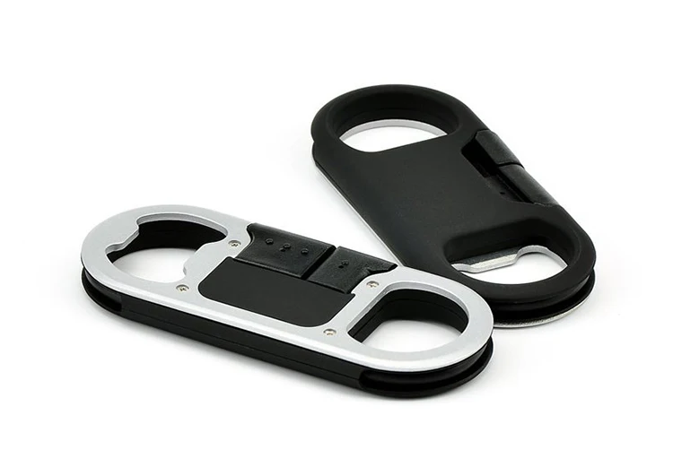 
Multi-function Beer Wine Bottle Opener Keychain Charger Cable for iPhone and Samsung Android Phones 