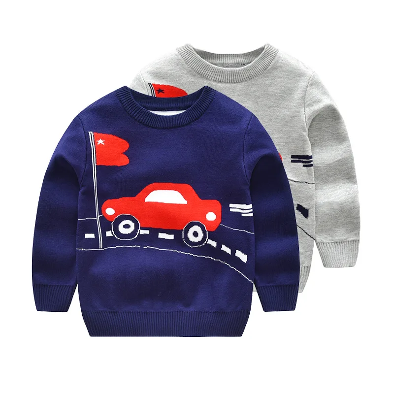 
Korean kids clothes car cartoon children baby 2-7 years baby knit crop top sweater coat 
