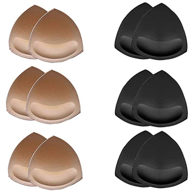 
Bra Pads Inserts 6 Pairs,Removeable Bra Pad for Sports Cups Bra and Bilini Pad Bra Inserts,Triangle Shape Beige or Black 