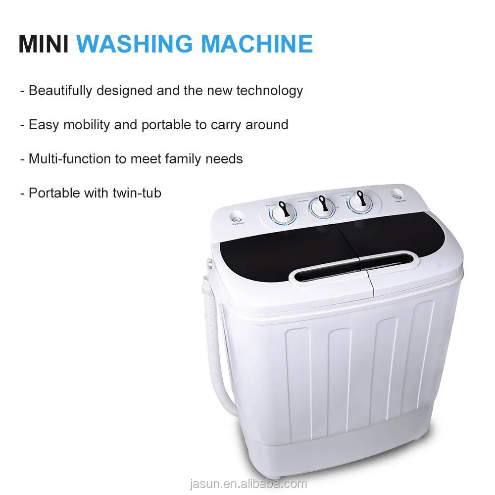Homeleader W02-014 Washing Machine, Portable and Compact Laundry Washer with 7.93lbs Capacity, Twin Tub, Black and White