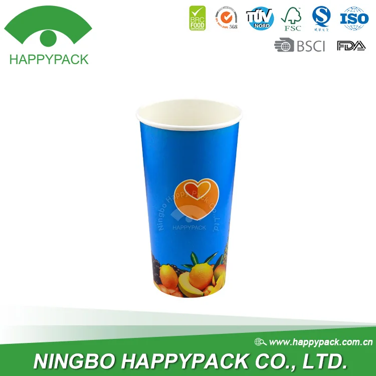HAPPYPACK Custom Color Wholesale Disposable High Quality Party Paper Cup 20oz Cold Drink Paper Cup Free Sample