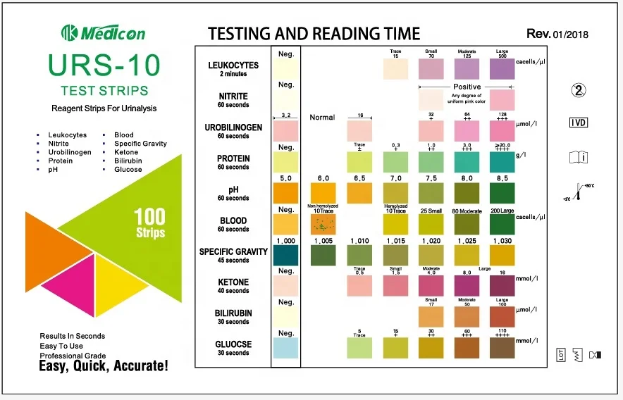 medicon urinalysis 10 urine test strips  Urine 10 parameters urine testing equipment orina equipos de prueba