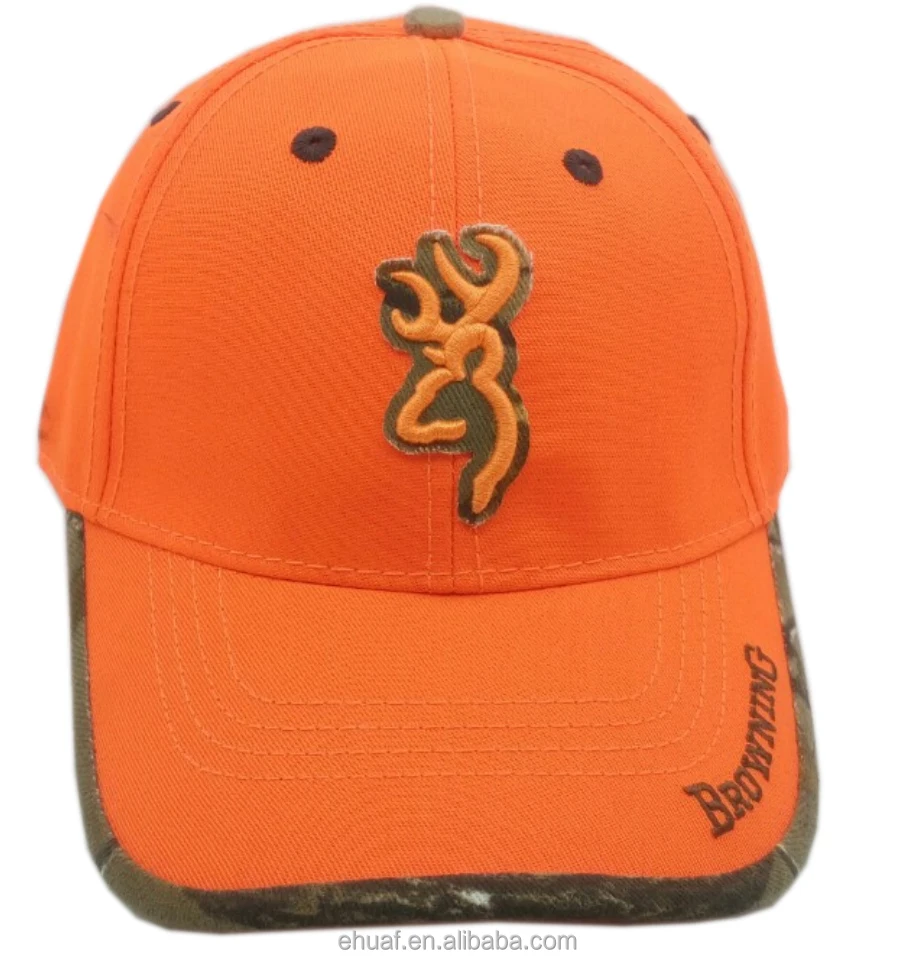 Forest outdoor camouflage custom logo embroidery cotton hunting safe orange hat