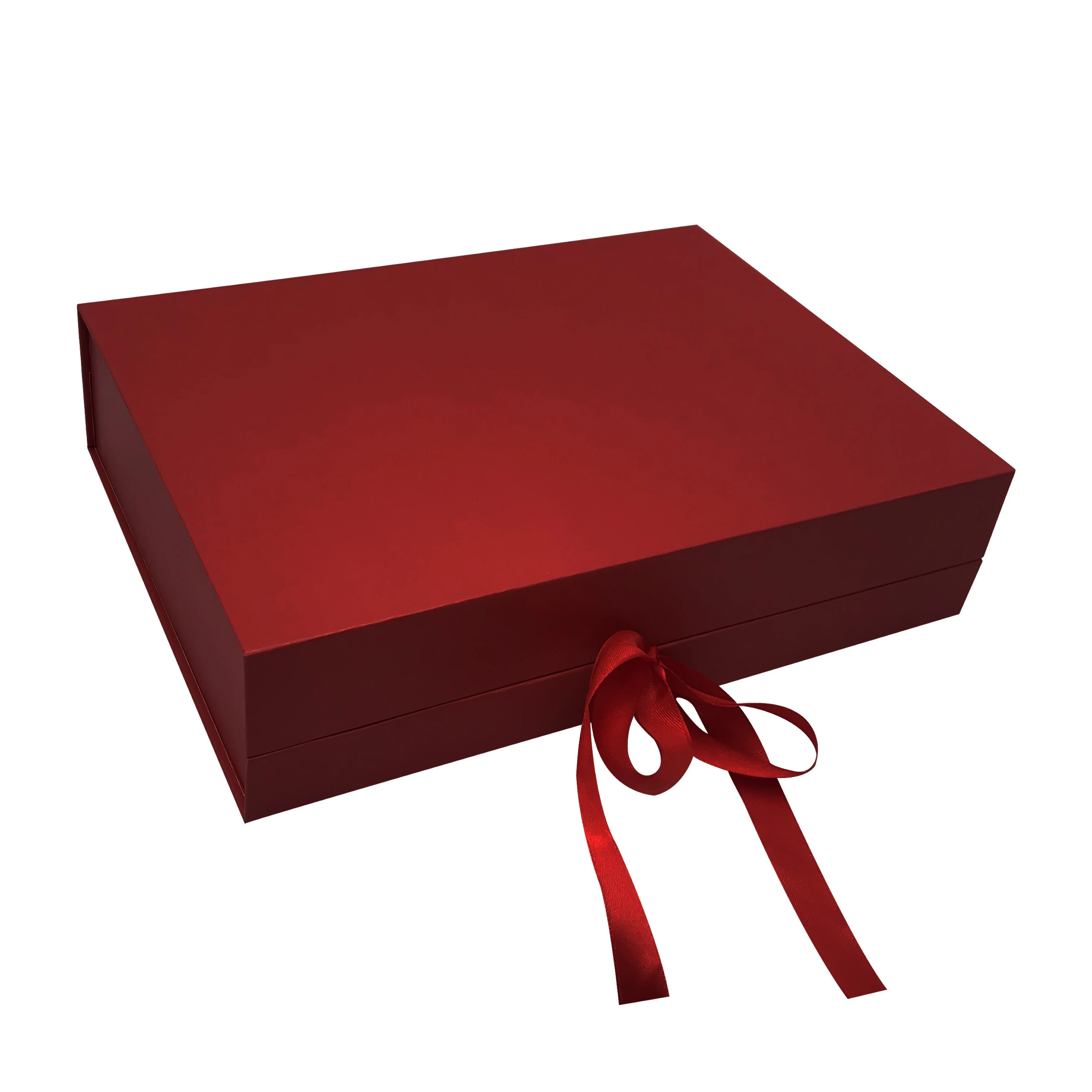 Custom Logo Red Foldable Magnetic Gift Box Luxury Packaging Box with Ribbon Closure for Wine,Dresses,Cosmetics,Watch,Christmas