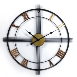 21 inch 54.5cm round bronze modern antique vintage metal home decorative quartz wall mounted clock for living room