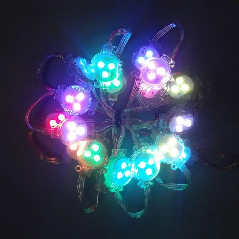 50pcs full color ball type led pixel module,DC12V input 6pcs 5050 RGB+WS2811 35mm outdoor building rgb led dmx pixel lights