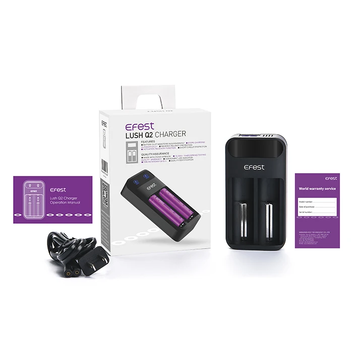 
18650 charger 20700 Charger Efest 2bay LUSH Q2 Universal li ion Battery Charger 